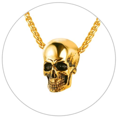 Stainless Steel U7 Skull Pendant Necklace - Gothic Punk Jewelry with 22-24 Inch Chain