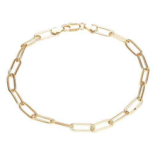 Kelistom 14K White Gold Plated Cuban Link Anklet Bracelets