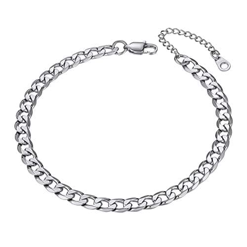 Richsteel Women's Wheat Chain Anklets, Cuban/Figaro/Spiga, 18K Gold Plated, Beach Waterproof