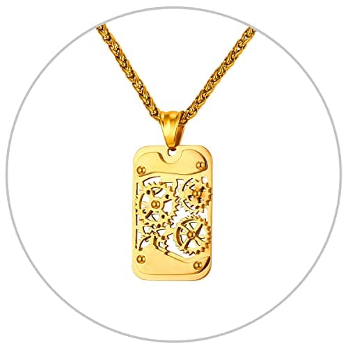Stainless Steel 18K Gold Plated U7 Punk Dagger Pendant Necklace 22-24 Inches