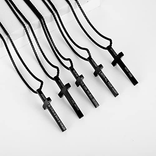 ZRAY Men's Inspirational Stainless Steel Cross Pendant Necklace 22+2inch Christian Jewelry