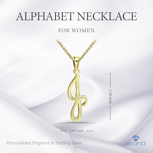 Sterling Silver Alphabet Letter Pendant Necklace, Personalized Women's Initial Necklace