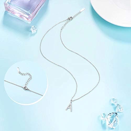 Tarsus Initial Cubic Zirconia Necklace Adjustable Chain 18" + 2"