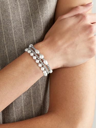 Badu Gold Baroque Pearl Beaded Stretch Bracelet for Women
