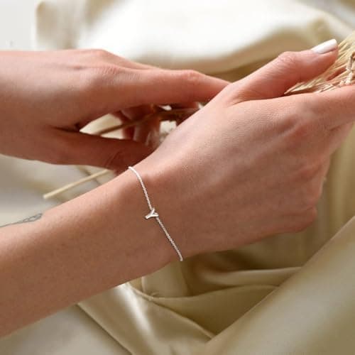 Chic Silver Initial Bracelet 925 Sterling Personalized Jewelry Gifts
