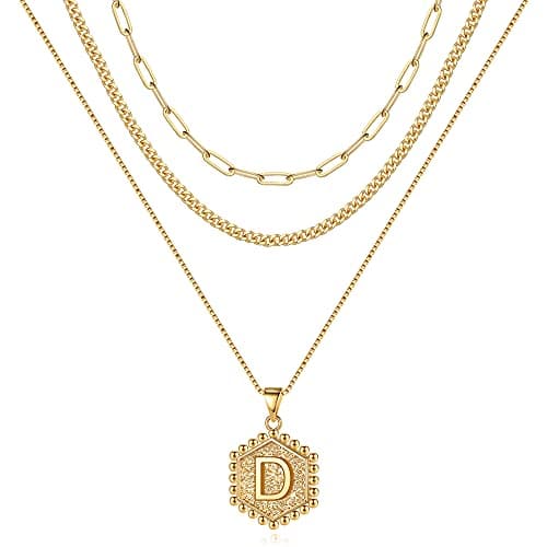 Layered Initial Necklaces for Women