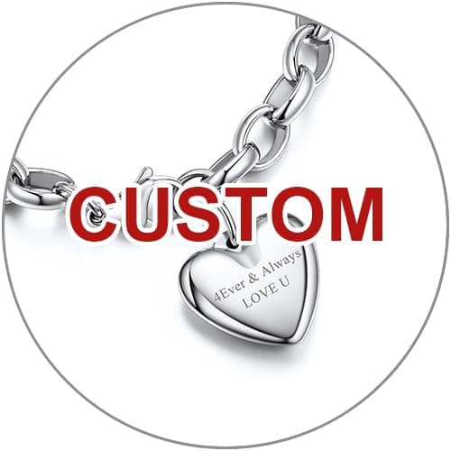 GOLDCHIC Stainless Steel Heart Charm Bracelet for Women - Initial Letters Alphabet Bracelets