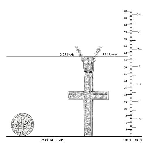 1.00 Carat Round White Diamond Cross Pendant for Unisex with Silver Chain