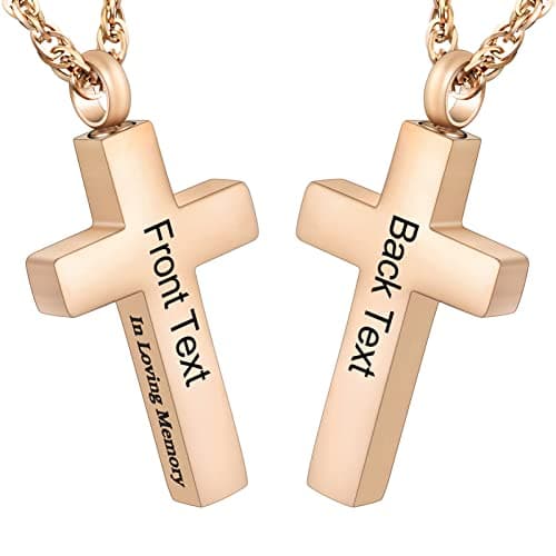 Dletay Personalized Cremation Cross Necklace for Ashes Holder Jewelry-In Loving Memory