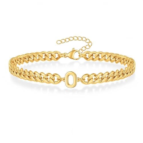 18K Gold Plated Cuban Chain Initial Bracelets for Men