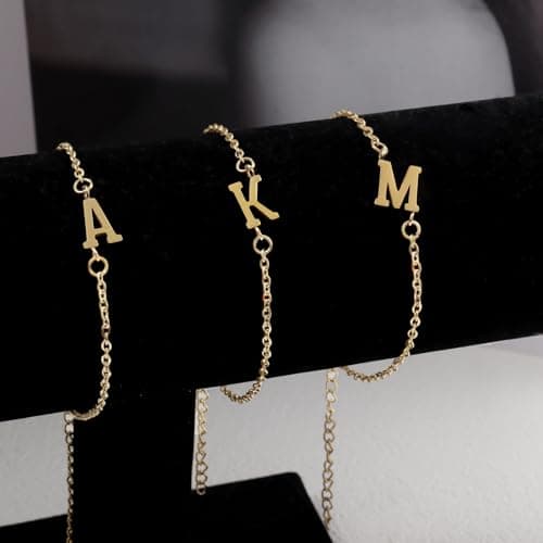 Trendy 18K Gold Plated Initial Charm Bracelet for Women