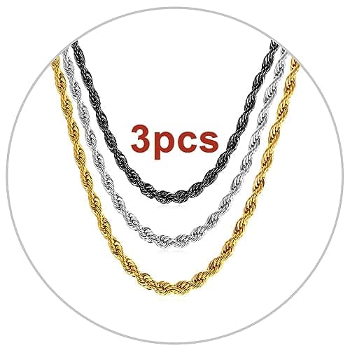 Men's 18K Gold Plated Figaro Chain Necklace 3mm-9mm, 16"-30"