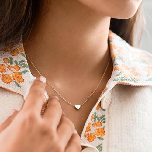 BAYLAY Kids Valentine's Heart Initial Necklaces A-Z Gold Plated Valentines Gifts