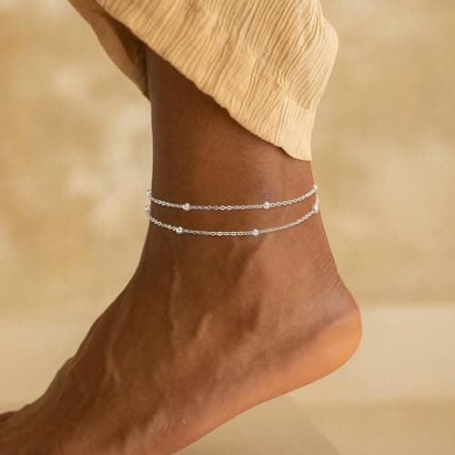 Kyerlyn Simple Chain Silver Plated Evil Eye Anklet for Women