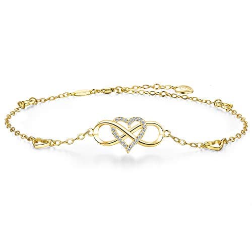BlingGem Women's Sterling Silver Rose Gold Infinite Anklet Necklace Summer Jewelry Gift