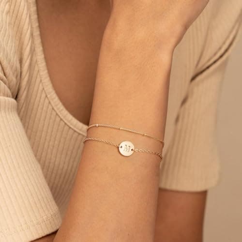 Monzo Gold Plated Initial Bracelet for Women Personalized Mothers Day Gift