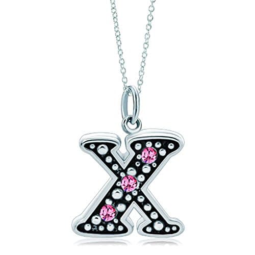 LovelyJewelry Pink Alphabet A-Z Initial Bead Necklace Pendant