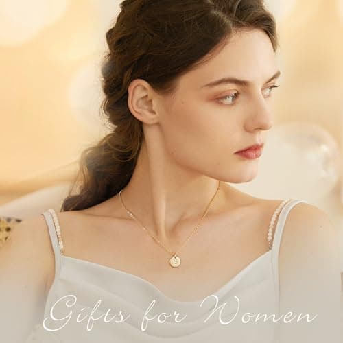 Hidepoo 14K Gold Filled Initial Disc Necklace - Birthday & Christmas Gifts for Girls & Women