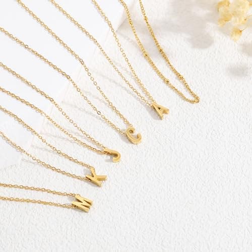 BAYLAY Dainty 18K Gold Filled Initial Necklace Trendy Choker Pendant