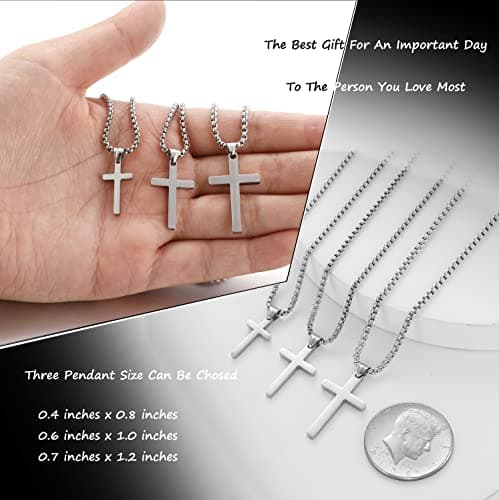 Stainless Steel Cross Necklace for MenSilver Cross Pendant Gifts