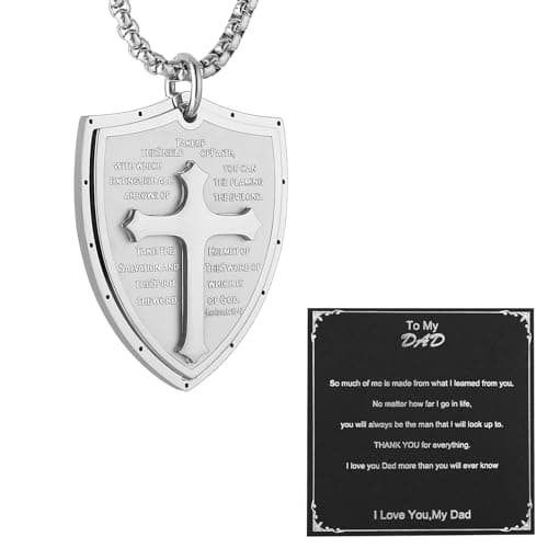 HZMAN Shield of Faith Cross Pendant Necklace