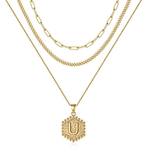 Layered Initial Necklaces for Women