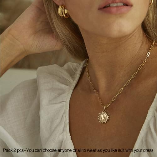 Ursteel Gold Initial Necklace for Women - Adjustable Layered Paperclip Chain S Pendant Jewelry Gift