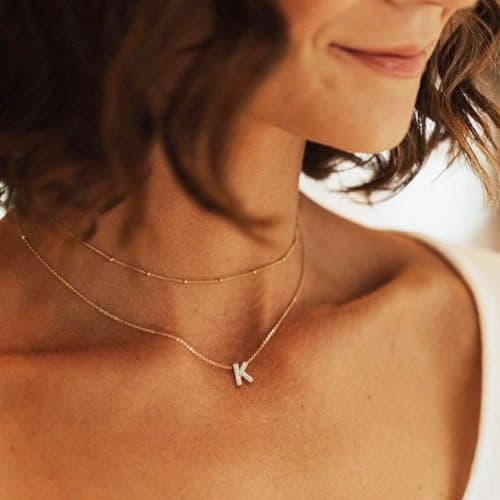 KAERN Gold Initial Letter Choker Necklace for Girls