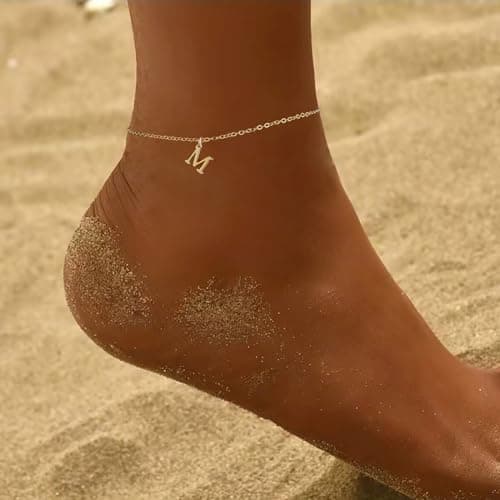 Pancert 14K Gold Plated O Chain Initial Anklet Jewelry Gifts