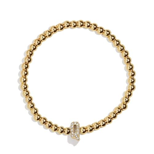 BaubleBar Pisa Stretch Bracelet - Personalized Gold-Plated Vertical Pave Initial Jewelry for Women