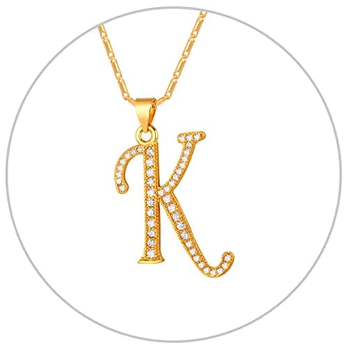 Alphabet A-Z Stainless Steel Choker for Women, Gold Plated CZ Jewelry, Gift Box Packed