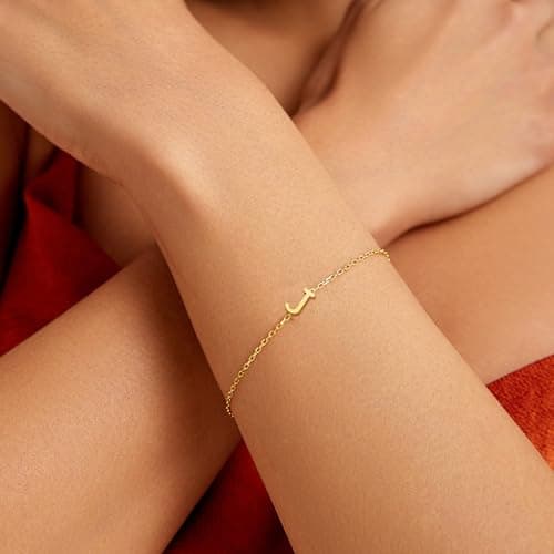 BAYLAY 18K Gold Plated Initial Bracelet for Women