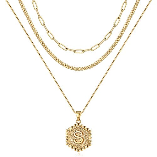 Layered Initial Necklaces for Women