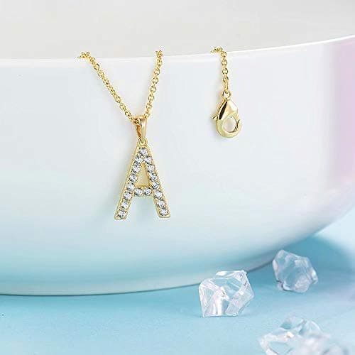 Tarsus Initial Cubic Zirconia Necklace for Women Adjustable Chain