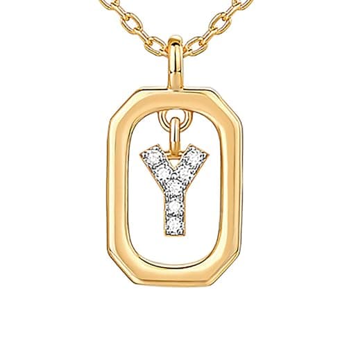PavoI 14K Gold Plated CZ Letter Pendant Necklace for Women