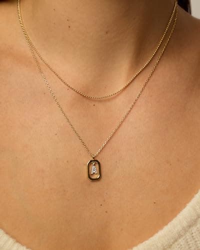 PavoI 14K Gold Plated CZ Letter Pendant Necklace for Women
