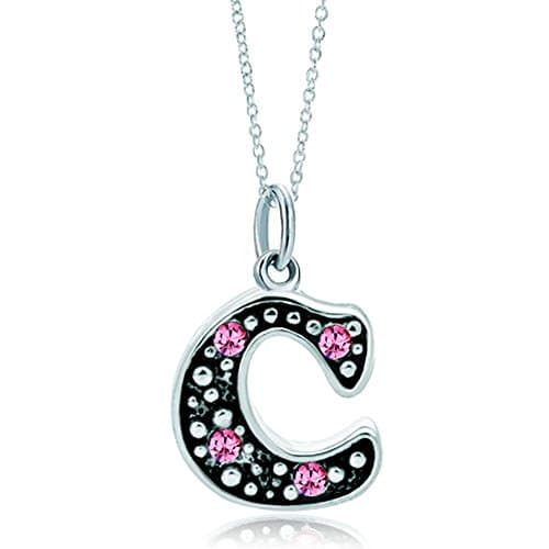 LovelyJewelry Pink Alphabet A-Z Initial Bead Necklace Pendant