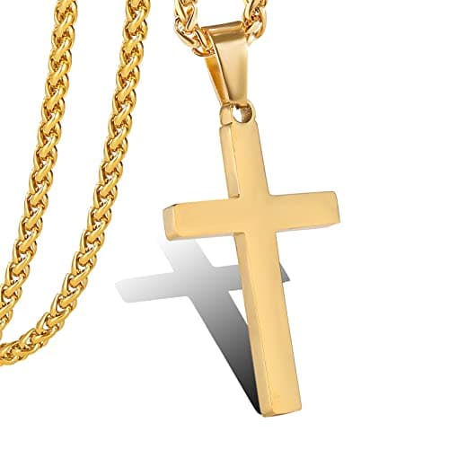 P. Blake Stainless Steel Cross Pendant Necklace for Men & Boys