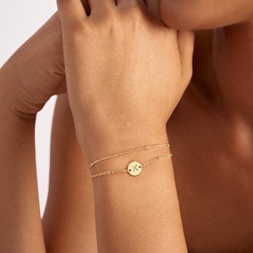 Trendy 18K Gold Initial Bracelets for Women