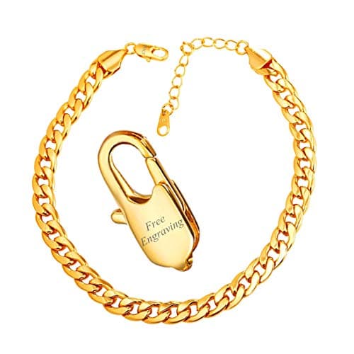 18K Gold or Rose Gold Stainless Steel Heart/Rope/Figaro/Cuban Chain Ankletbracelet, 25-30 CM