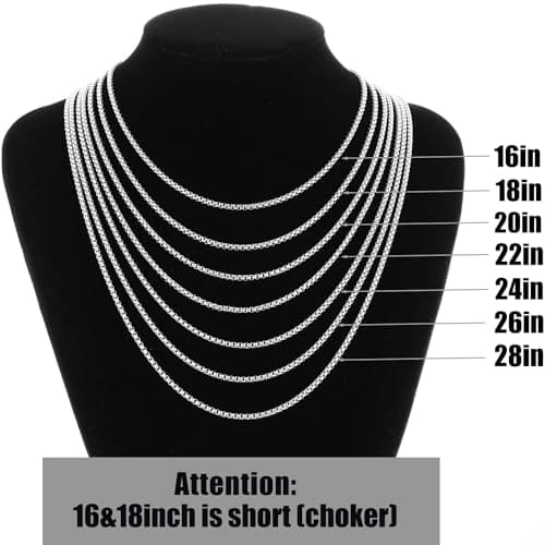 Fiusem Men's Silver/Gold/Black Cross Necklace, 2.5mm Chain, Stainless Steel Pendant, 16-24 Inch