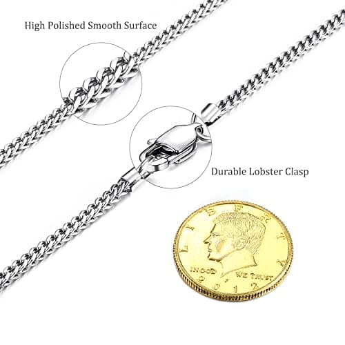 FIBO STEEL 3-6mm Curb Chain Necklace - Biker Punk Style Silver Black Gold Tone