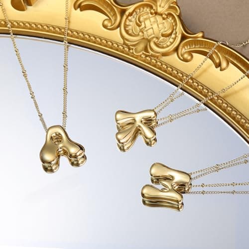 VOJO Gold Plated Balloon Letter Pendant Necklace for Women