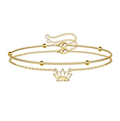 Turandoss Women's 14K Gold Plated Evil Eye Layered Bracelet