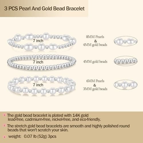 Badu Gold Baroque Pearl Beaded Stretch Bracelet for Women