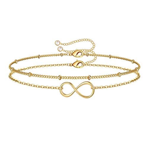 Turandoss Women's 14K Gold Plated Evil Eye Layered Bracelet
