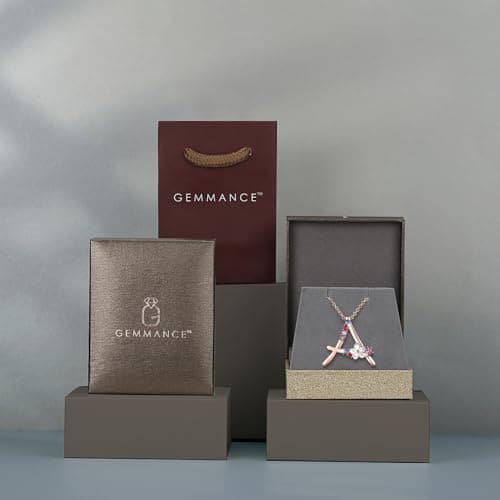 GEMMANCE Pink Red Blue Simulated Pearl Pendant Initial Letter Necklace Rose Gold Plated Anniversary Gifts for Women