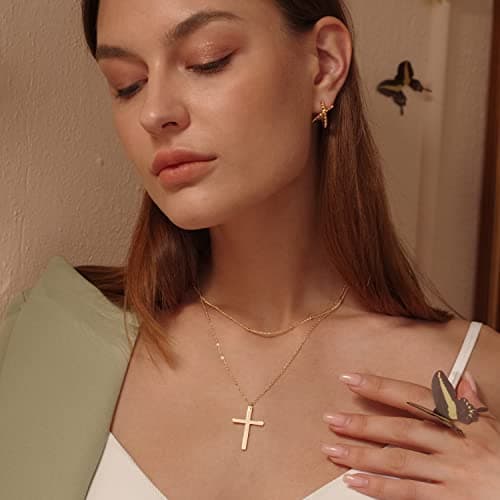 MEVECCO Handmade 18k Gold Plated Heart Arrow Layered Choker Necklace for Women