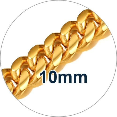 ChainsPro Men's Chunky Miami Cuban Chain Necklace, Gold Plated, 18-30 Inch Length