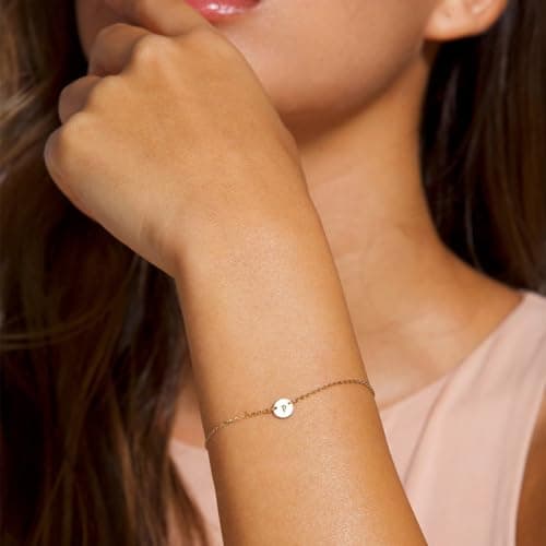 Ovian Initial Charm 18K Gold Plated Stainless Steel Bracelet